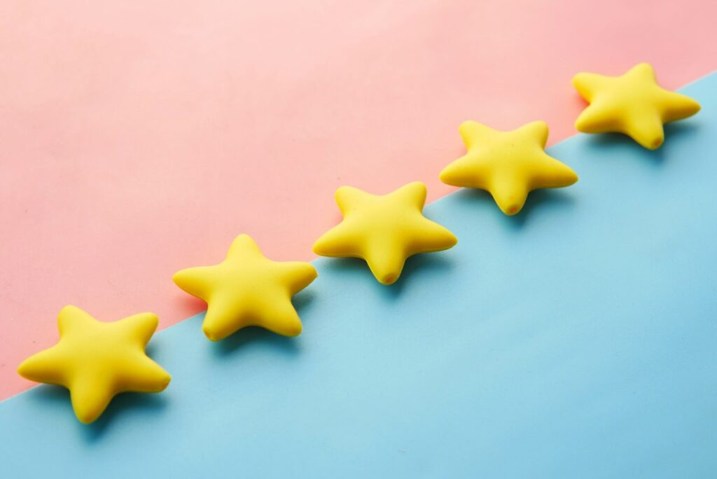 Row of yellow stars representing customer ratings